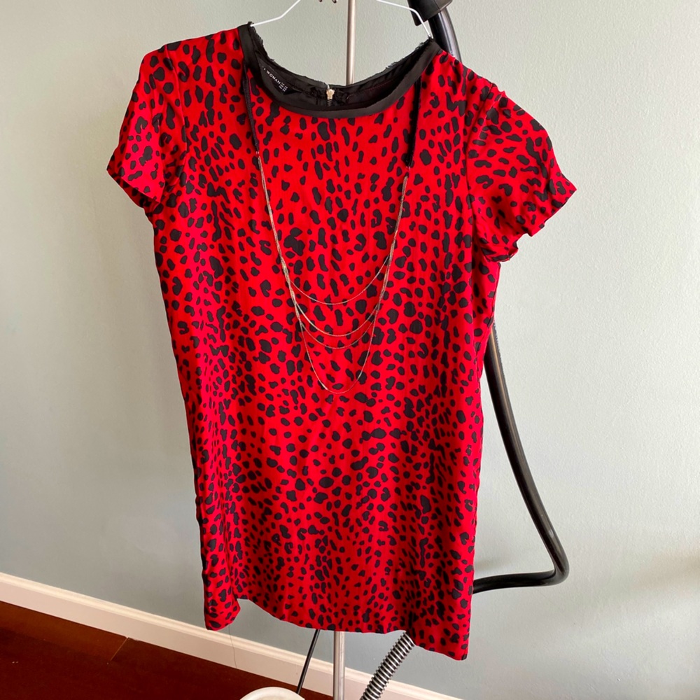 Zara red and back animal print dress size XS